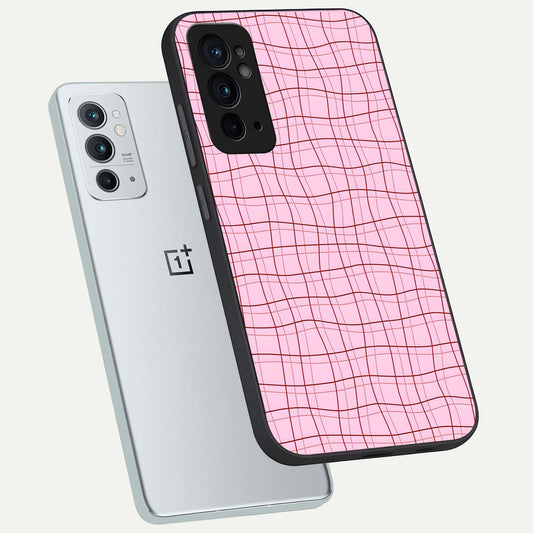 Soft Grid Bliss phone case For OnePlus 9RT showing premium glass back cover with detailed artwork