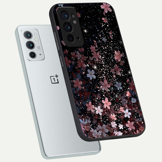 Starlit Flower Dreams phone case For OnePlus 9RT showing premium glass back cover with detailed artwork
