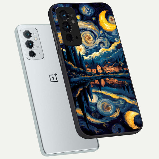 Starry Sky Serenity phone case For OnePlus 9RT showing premium glass back cover with detailed artwork