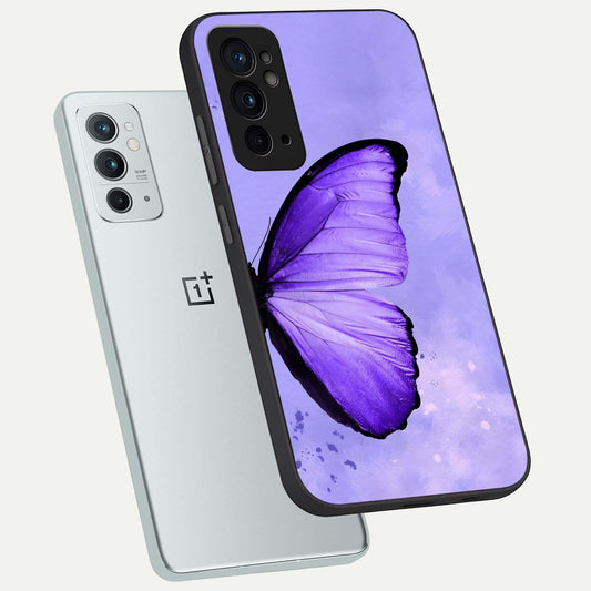Violet Dream Wing phone case For OnePlus 9RT showing premium glass back cover with detailed artwork