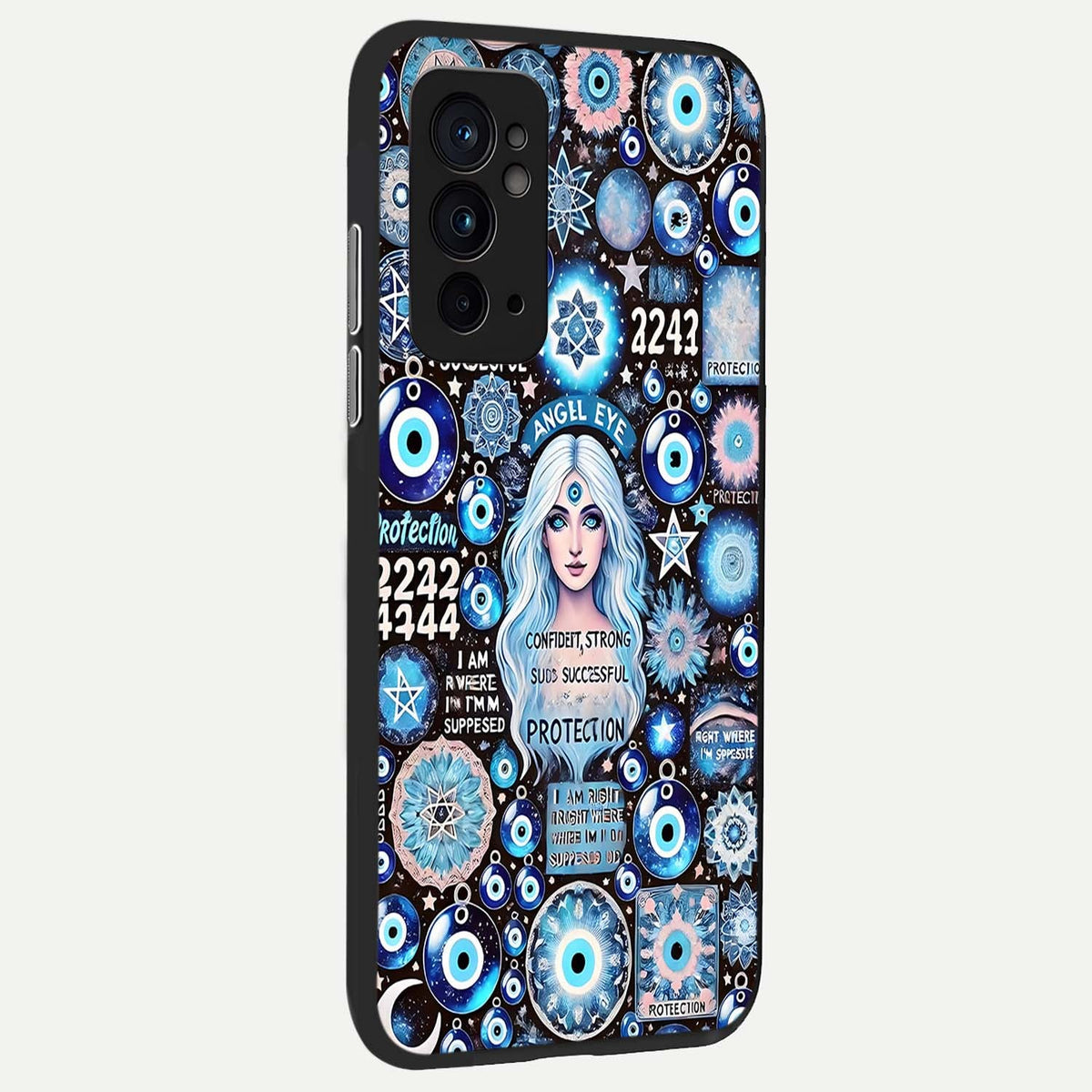 Angel Aura Shield back cover For OnePlus 9RT slim fit glass case with vibrant aesthetic design