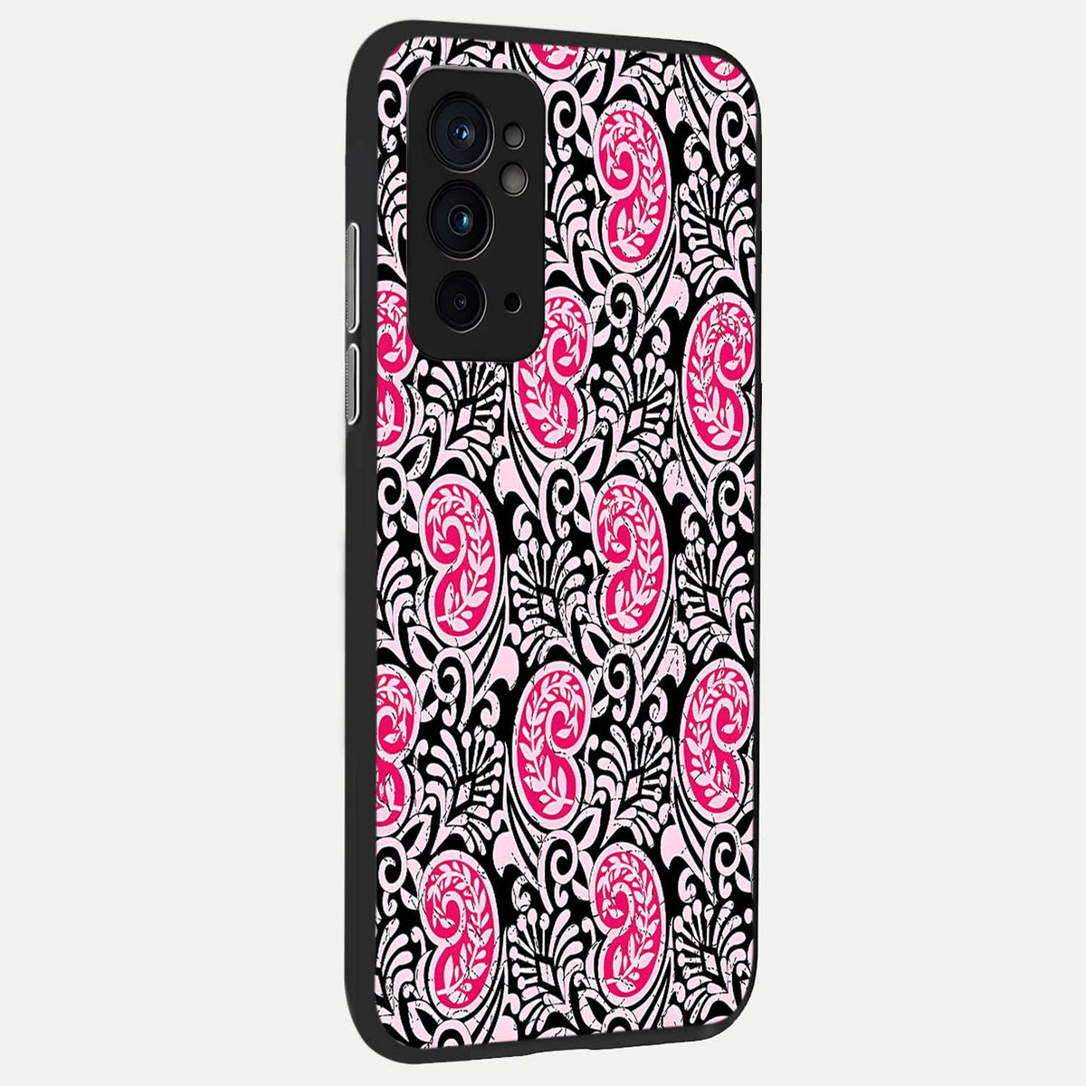 Crimson Paisley Charm back cover For OnePlus 9RT slim fit glass case with vibrant aesthetic design