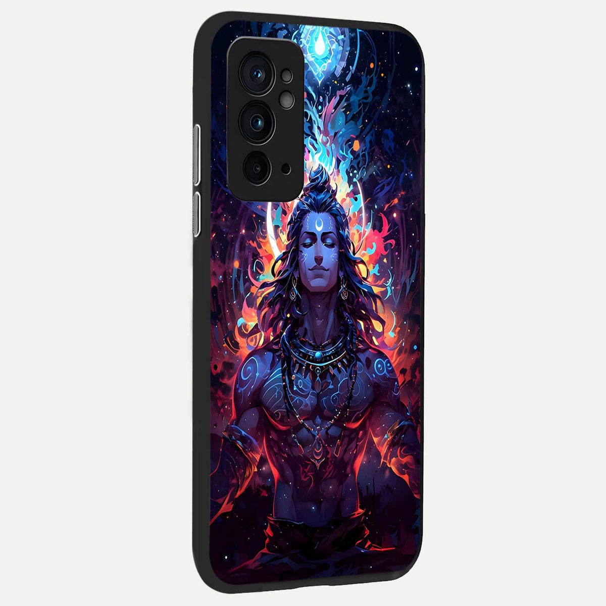 Divine Fire Shiv back cover For OnePlus 9RT slim fit glass case with vibrant aesthetic design