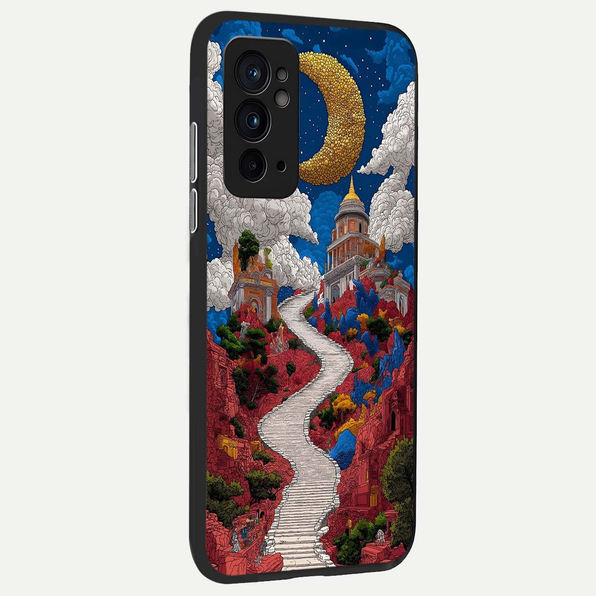 Heavenly Moon Path back cover For OnePlus 9RT slim fit glass case with vibrant aesthetic design