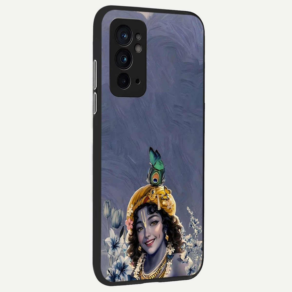 Lord Krishna back cover For OnePlus 9RT slim fit glass case with vibrant aesthetic design