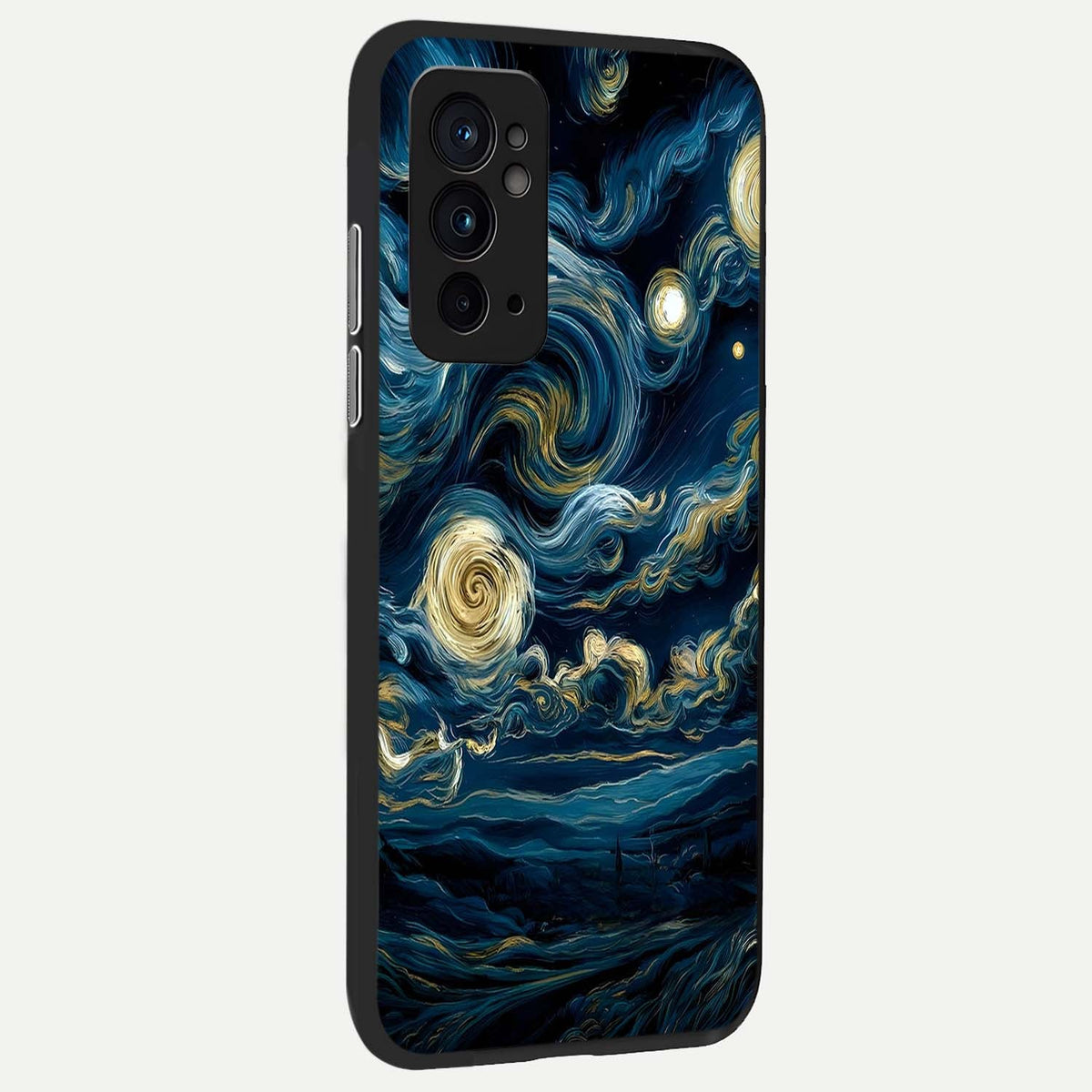 Midnight Sky Whirl back cover For OnePlus 9RT slim fit glass case with vibrant aesthetic design