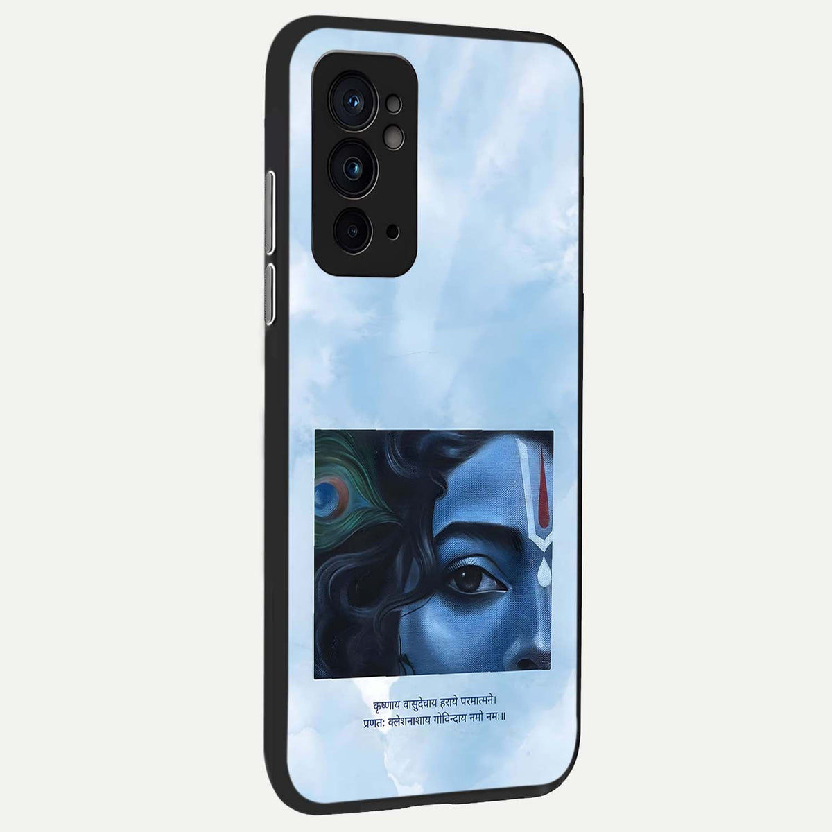 Spiritual Krishna back cover For OnePlus 9RT slim fit glass case with vibrant aesthetic design