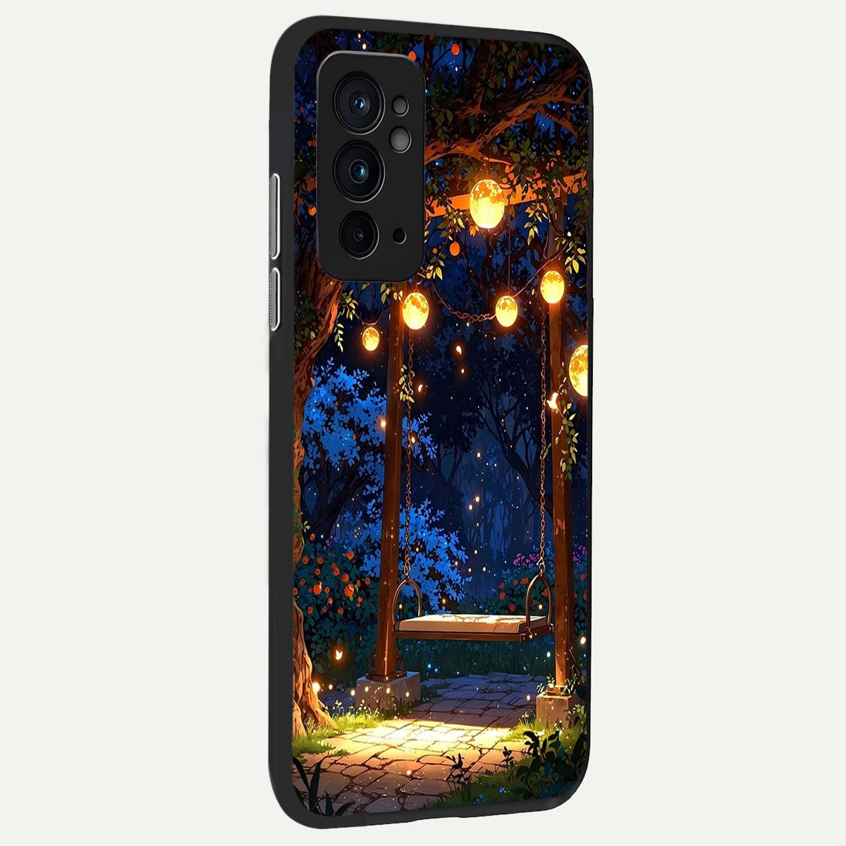 Twilight Garden Swing back cover For OnePlus 9RT slim fit glass case with vibrant aesthetic design
