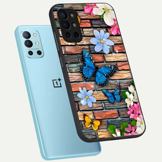 Brick Bloom Flight phone case For OnePlus 9R showing premium glass back cover with detailed artwork