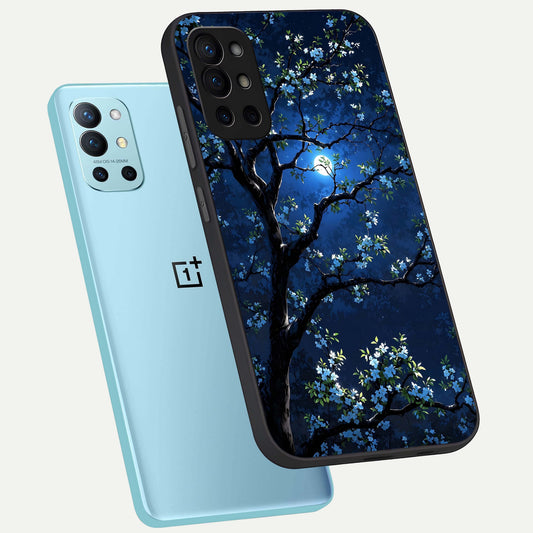 Mystic Floral Night phone case For OnePlus 9R showing premium glass back cover with detailed artwork