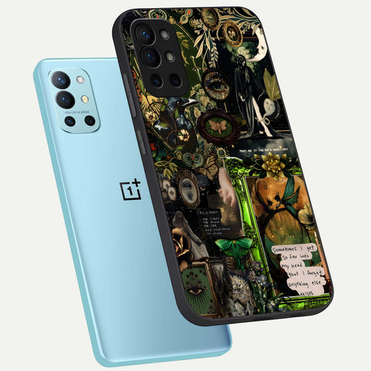 Mystic Woods Secret phone case For OnePlus 9R showing premium glass back cover with detailed artwork
