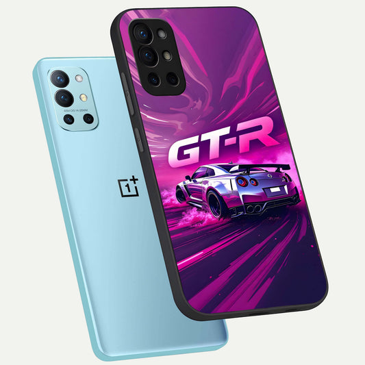 Speed Drift Legend phone case For OnePlus 9R showing premium glass back cover with detailed artwork