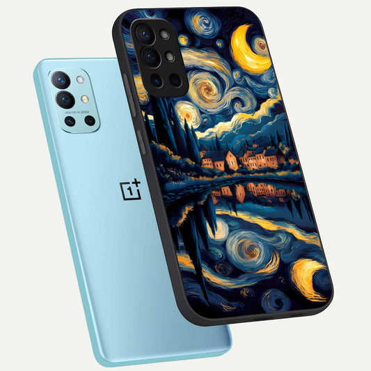 Starry Sky Serenity phone case For OnePlus 9R showing premium glass back cover with detailed artwork