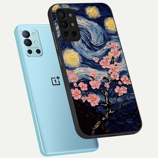 Van Gogh Scenery phone case For OnePlus 9R showing premium glass back cover with detailed artwork