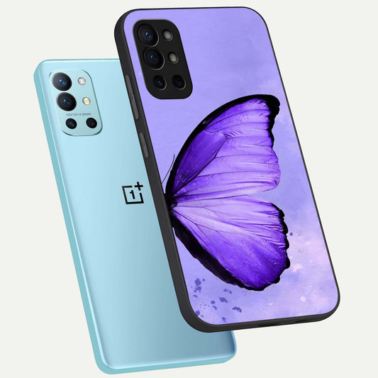 Violet Dream Wing phone case For OnePlus 9R showing premium glass back cover with detailed artwork