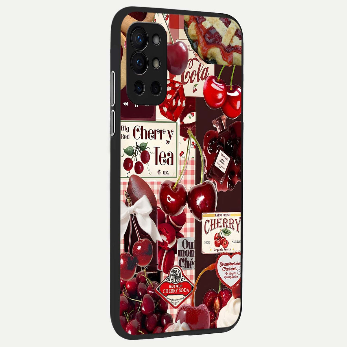 Aesthetic Cherry Tea back cover For OnePlus 9R slim fit glass case with vibrant aesthetic design