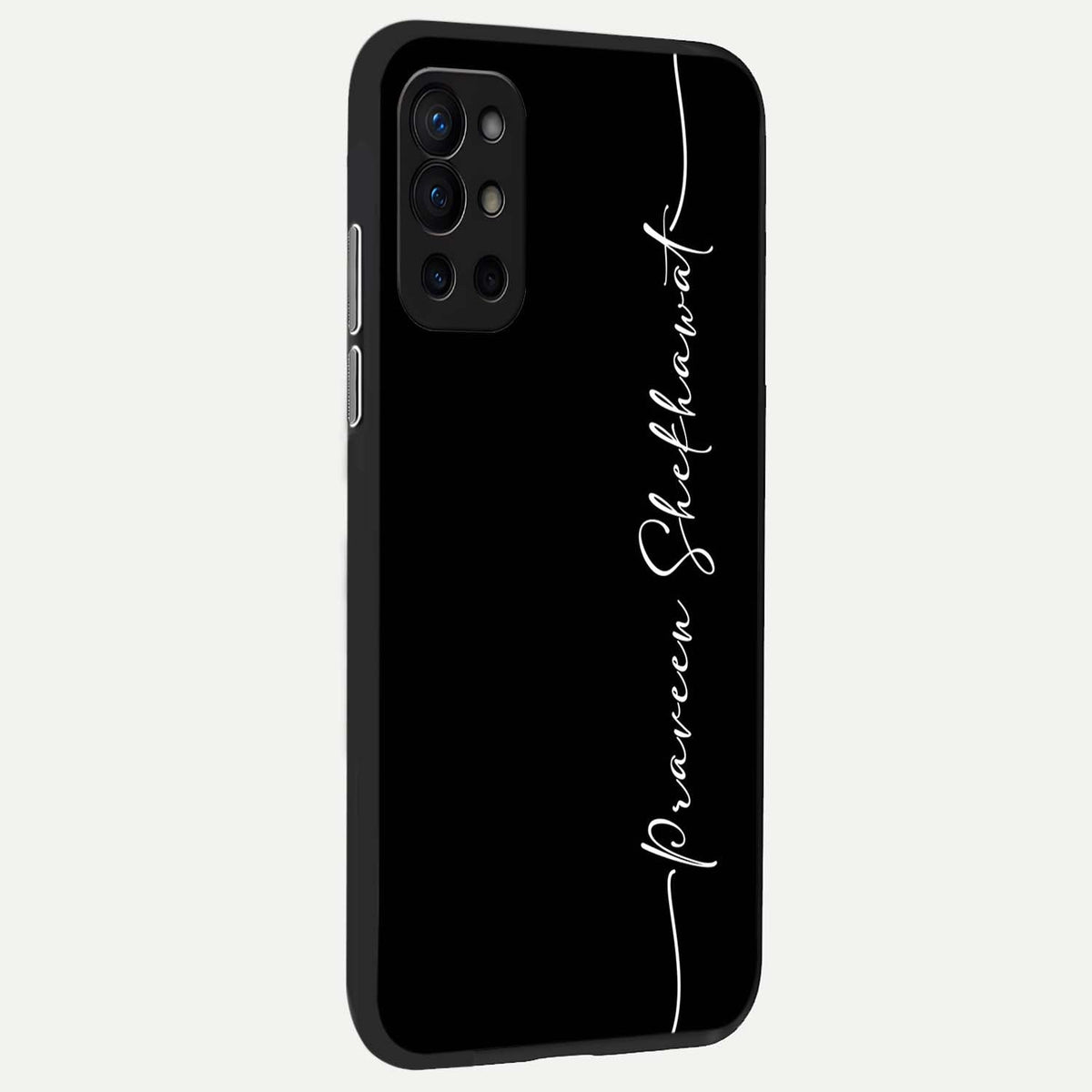 Black Tune Custom Name back cover For OnePlus 9R slim fit glass case with vibrant aesthetic design