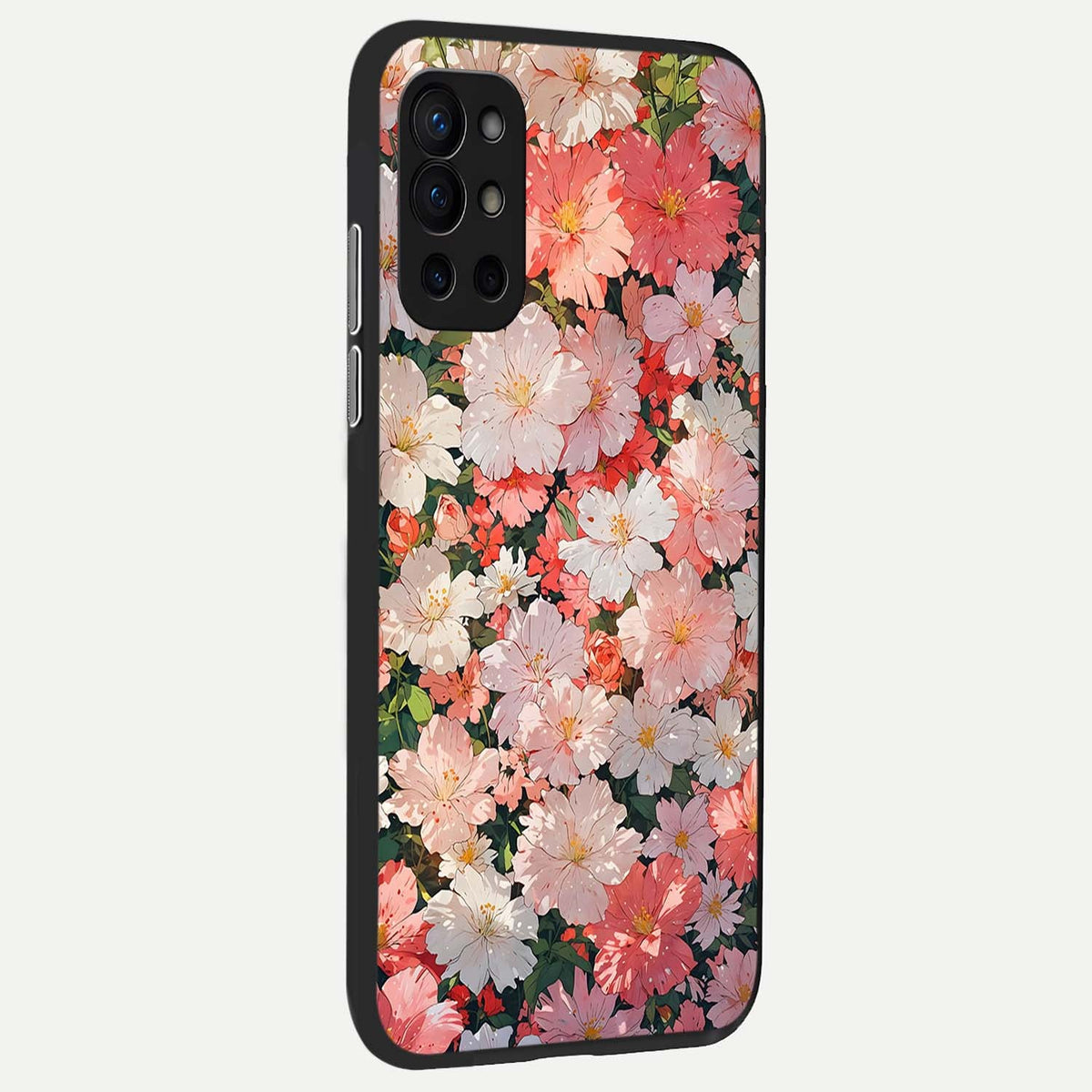 Blush Bloom Field back cover For OnePlus 9R slim fit glass case with vibrant aesthetic design