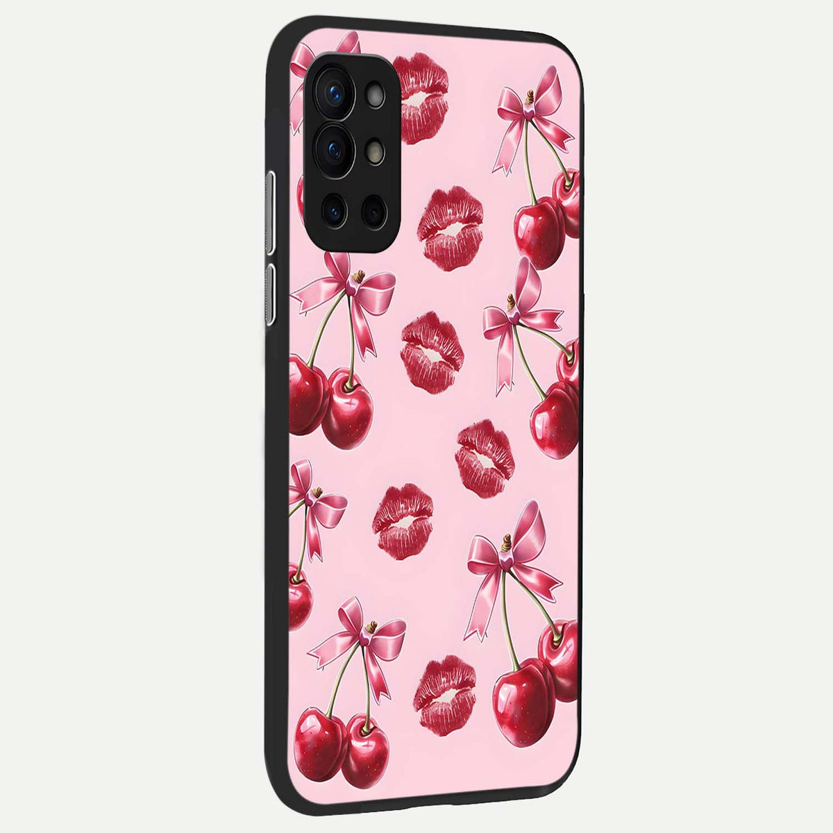 Cherry With Lips back cover For OnePlus 9R slim fit glass case with vibrant aesthetic design