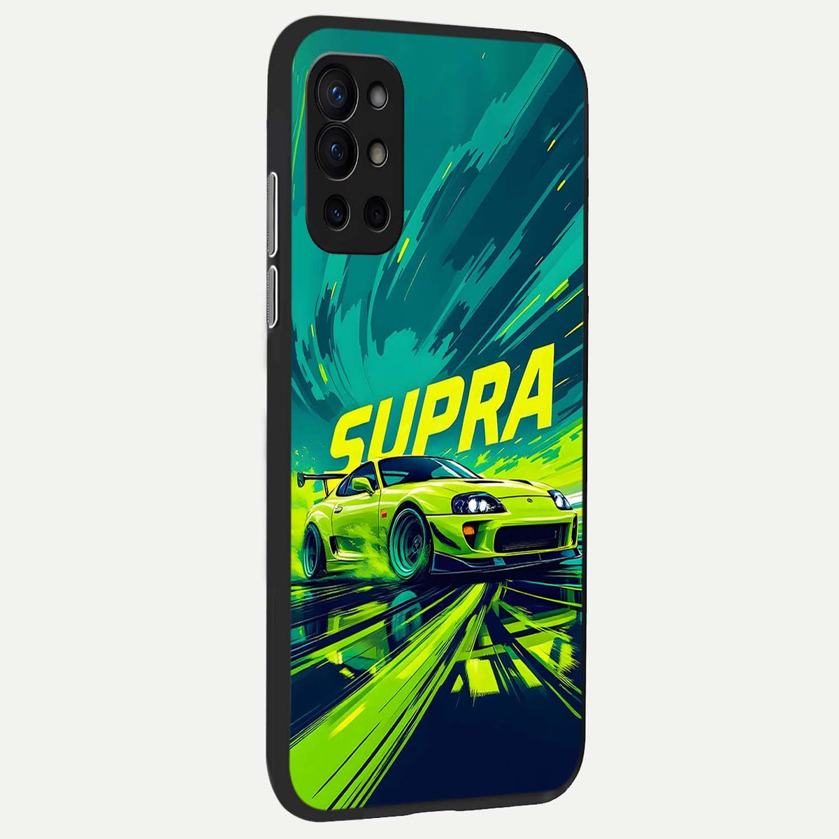 Electric Supra Thunder back cover For OnePlus 9R slim fit glass case with vibrant aesthetic design