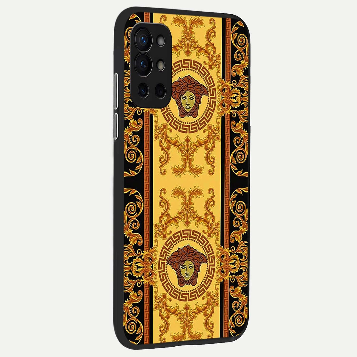 Golden Royal Heritage back cover For OnePlus 9R slim fit glass case with vibrant aesthetic design