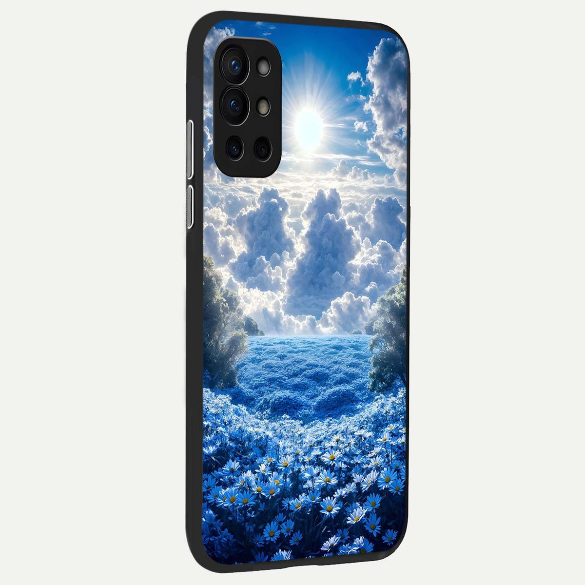 Heavenly Daisy Horizon back cover For OnePlus 9R slim fit glass case with vibrant aesthetic design