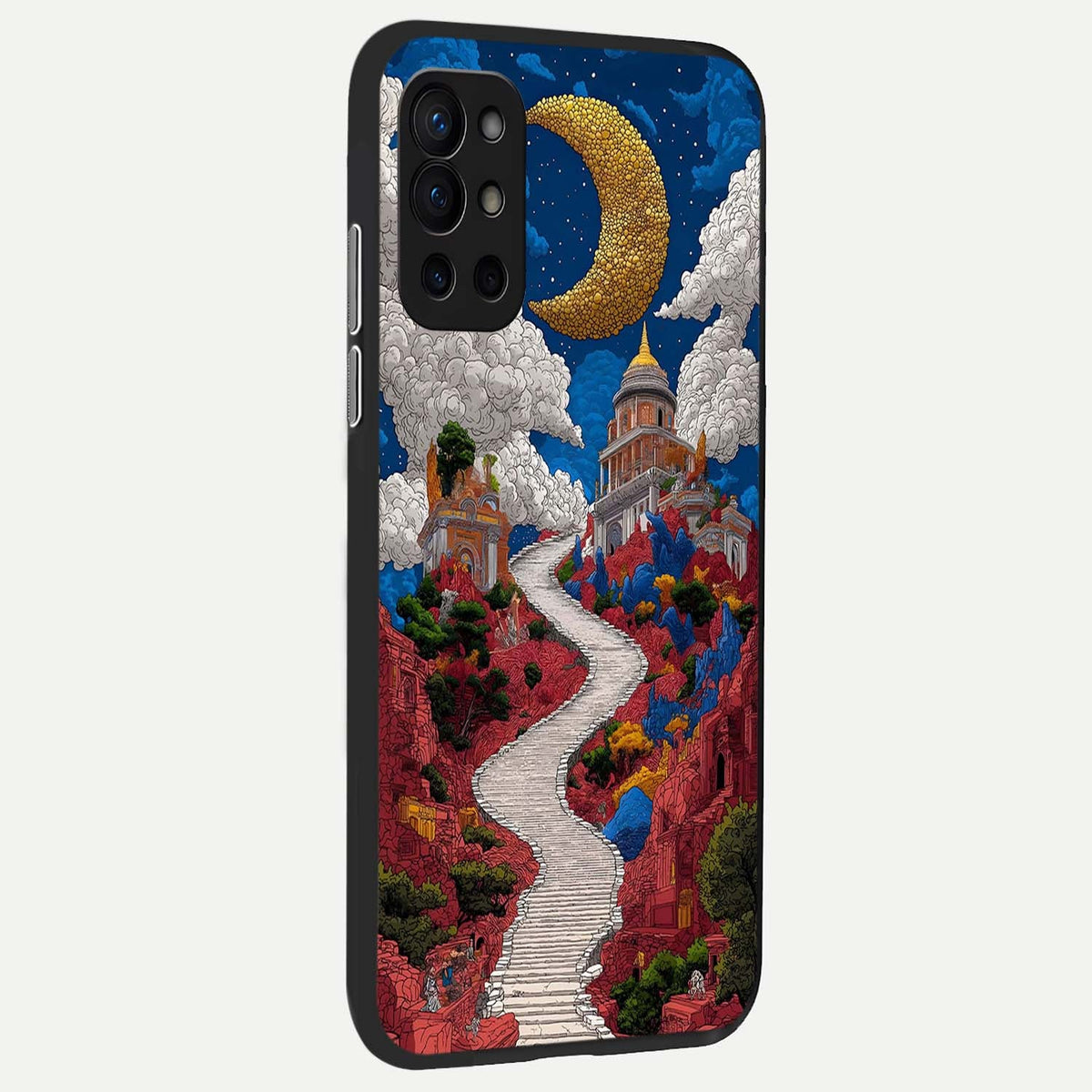 Heavenly Moon Path back cover For OnePlus 9R slim fit glass case with vibrant aesthetic design