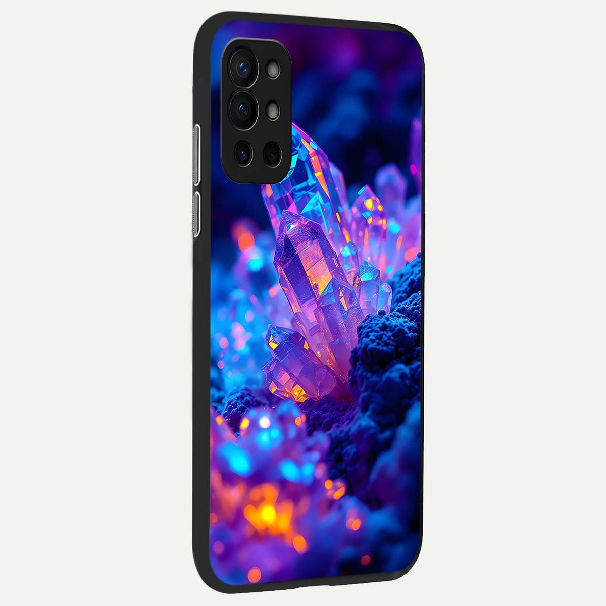 Neon Aura Shards back cover For OnePlus 9R slim fit glass case with vibrant aesthetic design