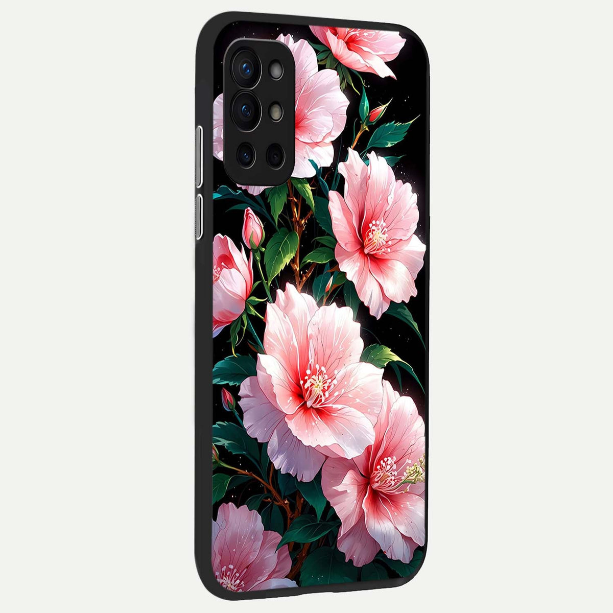 Peach Flower back cover For OnePlus 9R slim fit glass case with vibrant aesthetic design