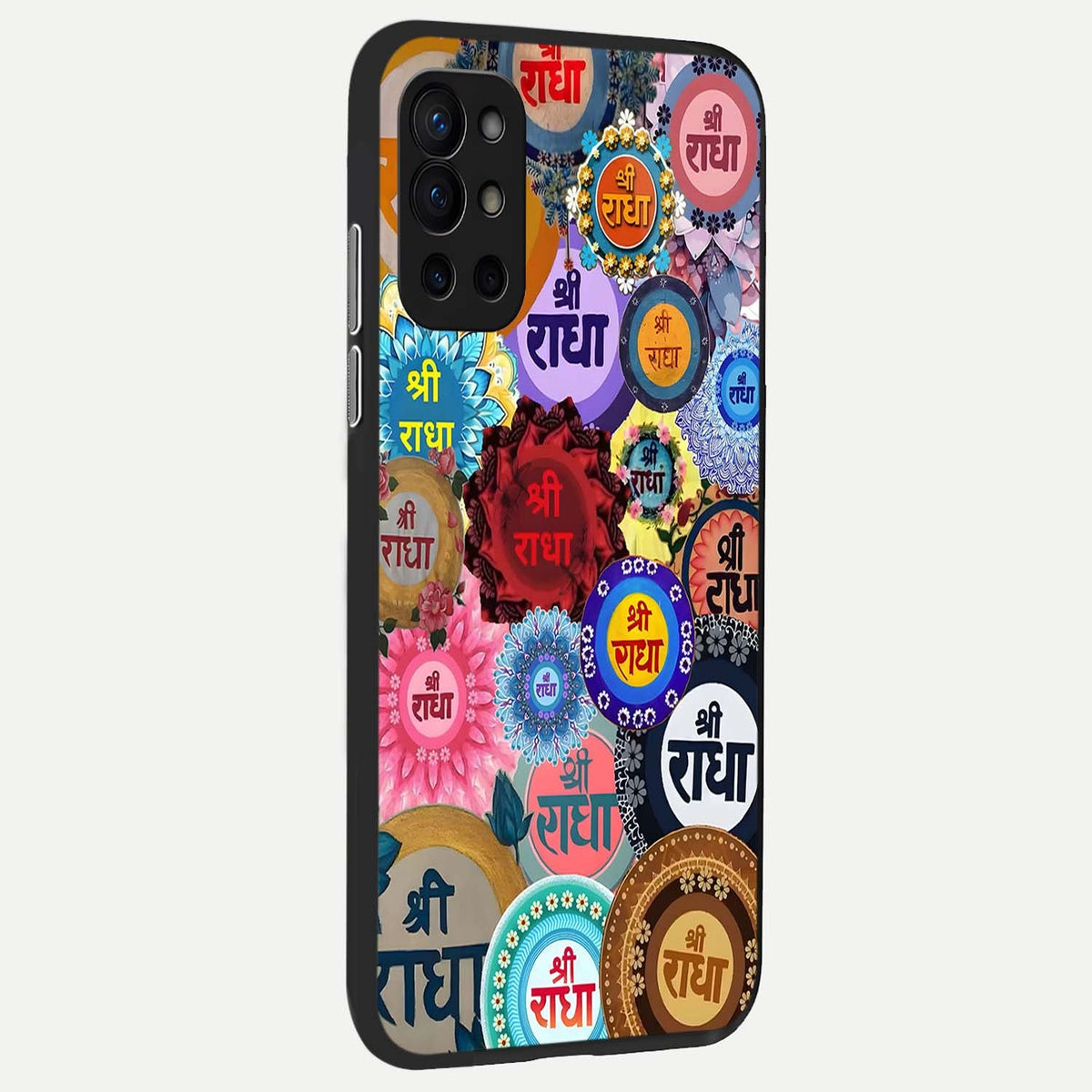 Radha Divine Bloom back cover For OnePlus 9R slim fit glass case with vibrant aesthetic design