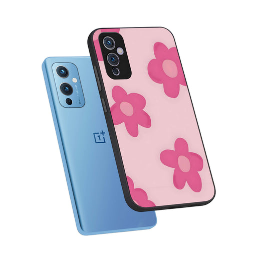 Candy Bloom Dreams phone case For OnePlus 9 showing premium glass back cover with detailed artwork