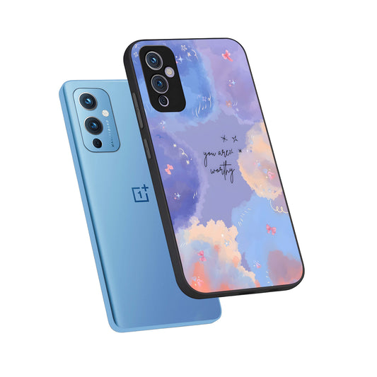 Celestial Cloud Magic phone case For OnePlus 9 showing premium glass back cover with detailed artwork