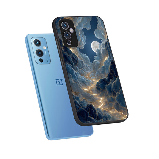 Celestial Cloud Road phone case For OnePlus 9 showing premium glass back cover with detailed artwork