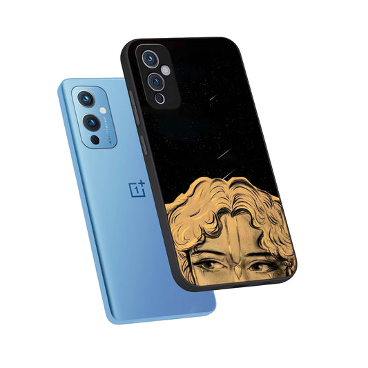 Celestial Gods Plan phone case For OnePlus 9 showing premium glass back cover with detailed artwork