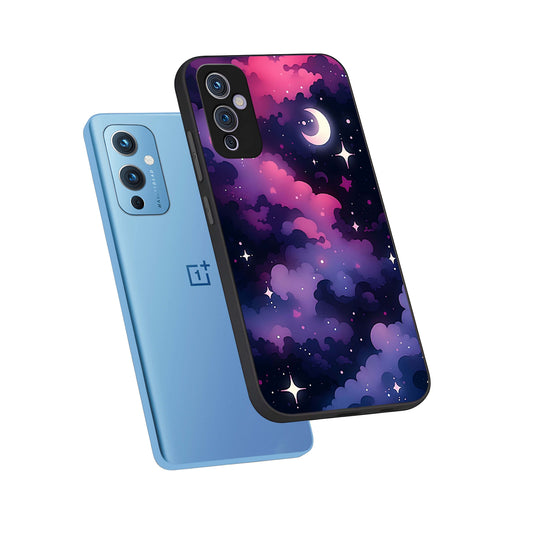 Celestial Moon Magic phone case For OnePlus 9 showing premium glass back cover with detailed artwork
