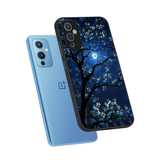 Mystic Floral Night phone case For OnePlus 9 showing premium glass back cover with detailed artwork