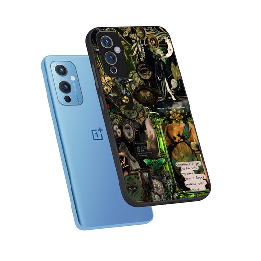 Mystic Woods Secret phone case For OnePlus 9 showing premium glass back cover with detailed artwork