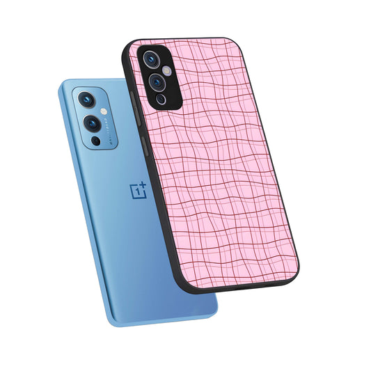 Soft Grid Bliss phone case For OnePlus 9 showing premium glass back cover with detailed artwork