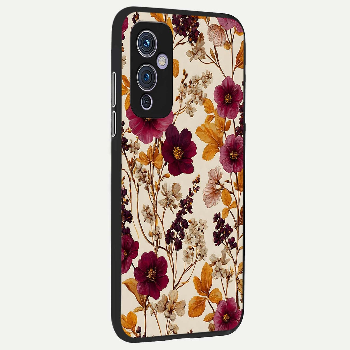 Autumn Wine Bloom back cover For OnePlus 9 slim fit glass case with vibrant aesthetic design