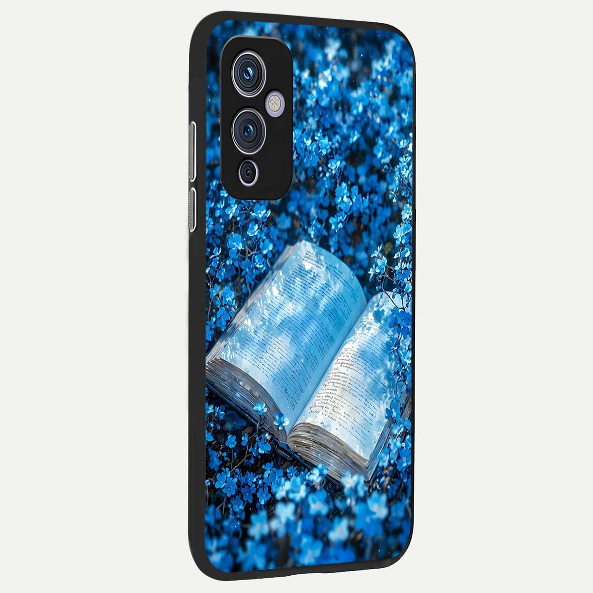 Blue Bloom Tales back cover For OnePlus 9 slim fit glass case with vibrant aesthetic design