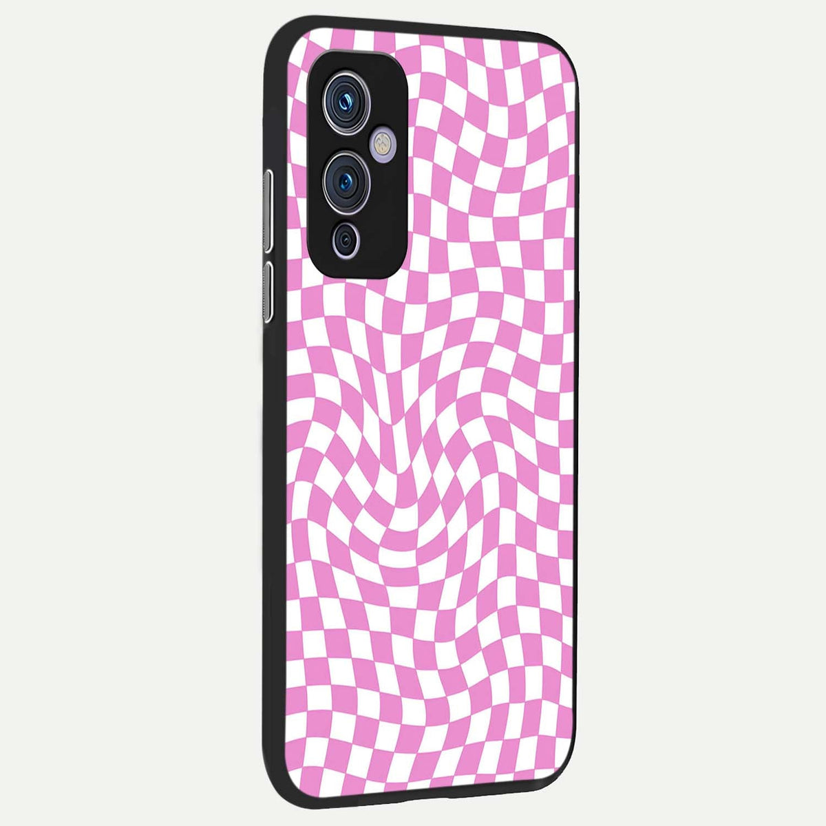 Bubblegum Check Wave back cover For OnePlus 9 slim fit glass case with vibrant aesthetic design