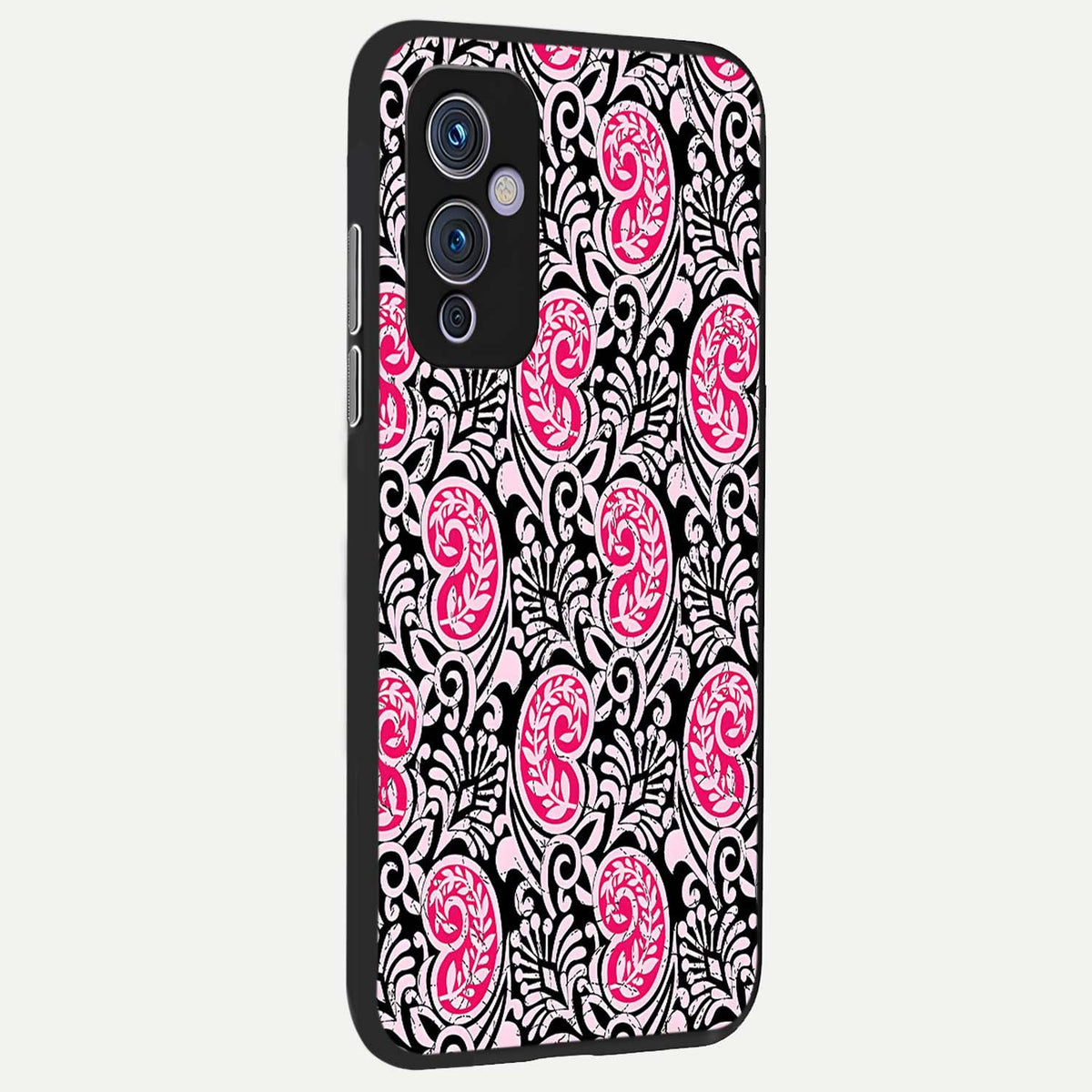 Crimson Paisley Charm back cover For OnePlus 9 slim fit glass case with vibrant aesthetic design