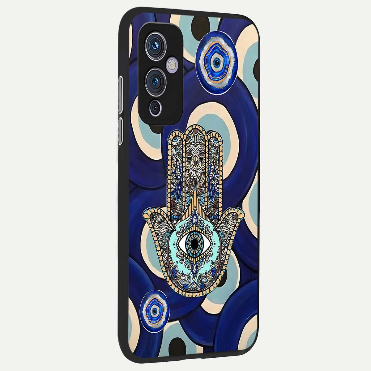 Hamsa Divine Guard back cover For OnePlus 9 slim fit glass case with vibrant aesthetic design