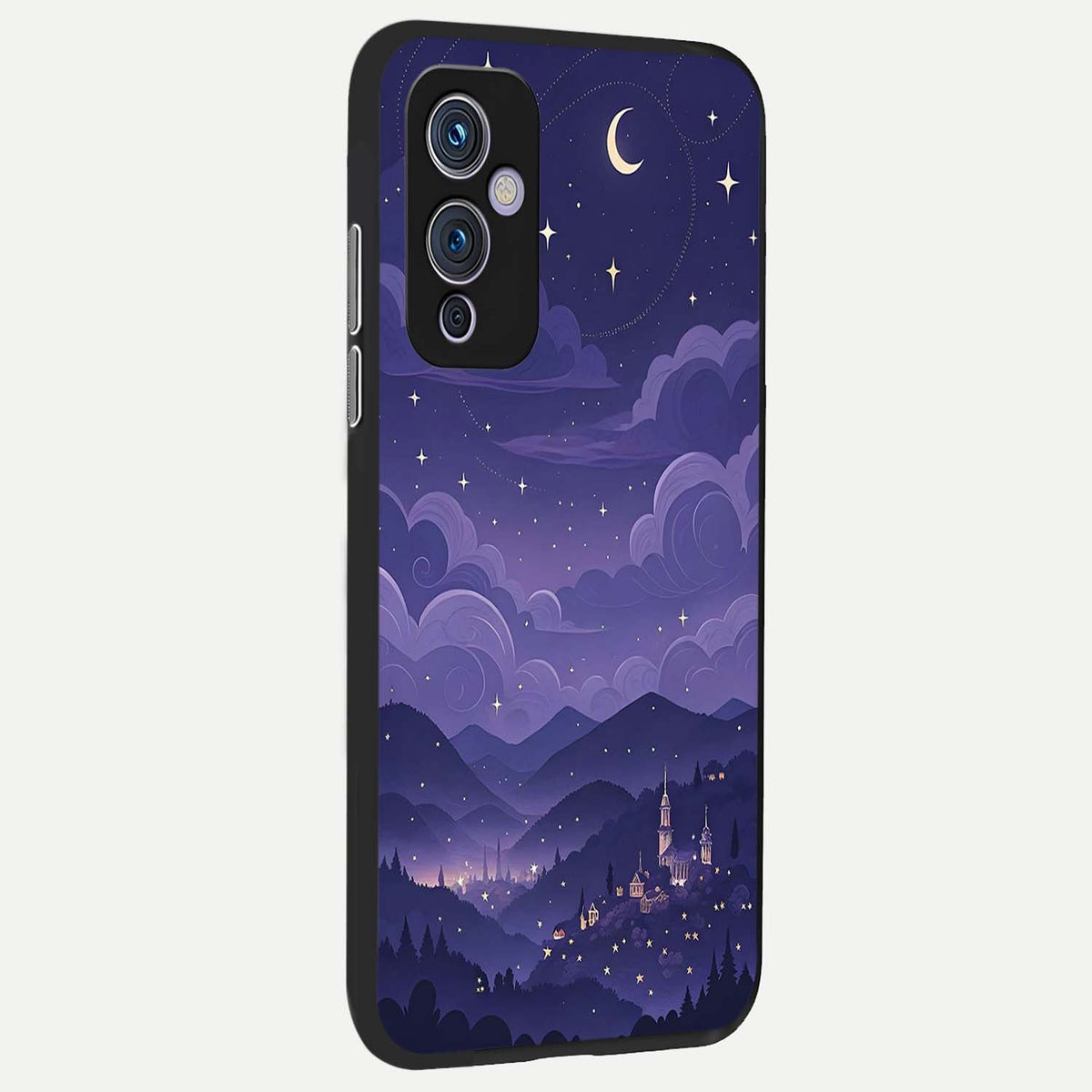 Minimal Night View back cover For OnePlus 9 slim fit glass case with vibrant aesthetic design