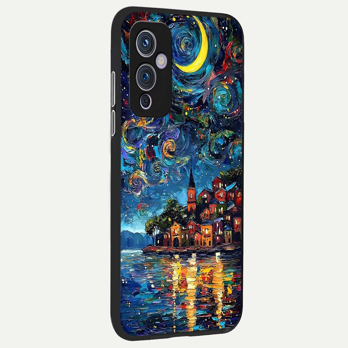 Moonlight Harbor Glow back cover For OnePlus 9 slim fit glass case with vibrant aesthetic design