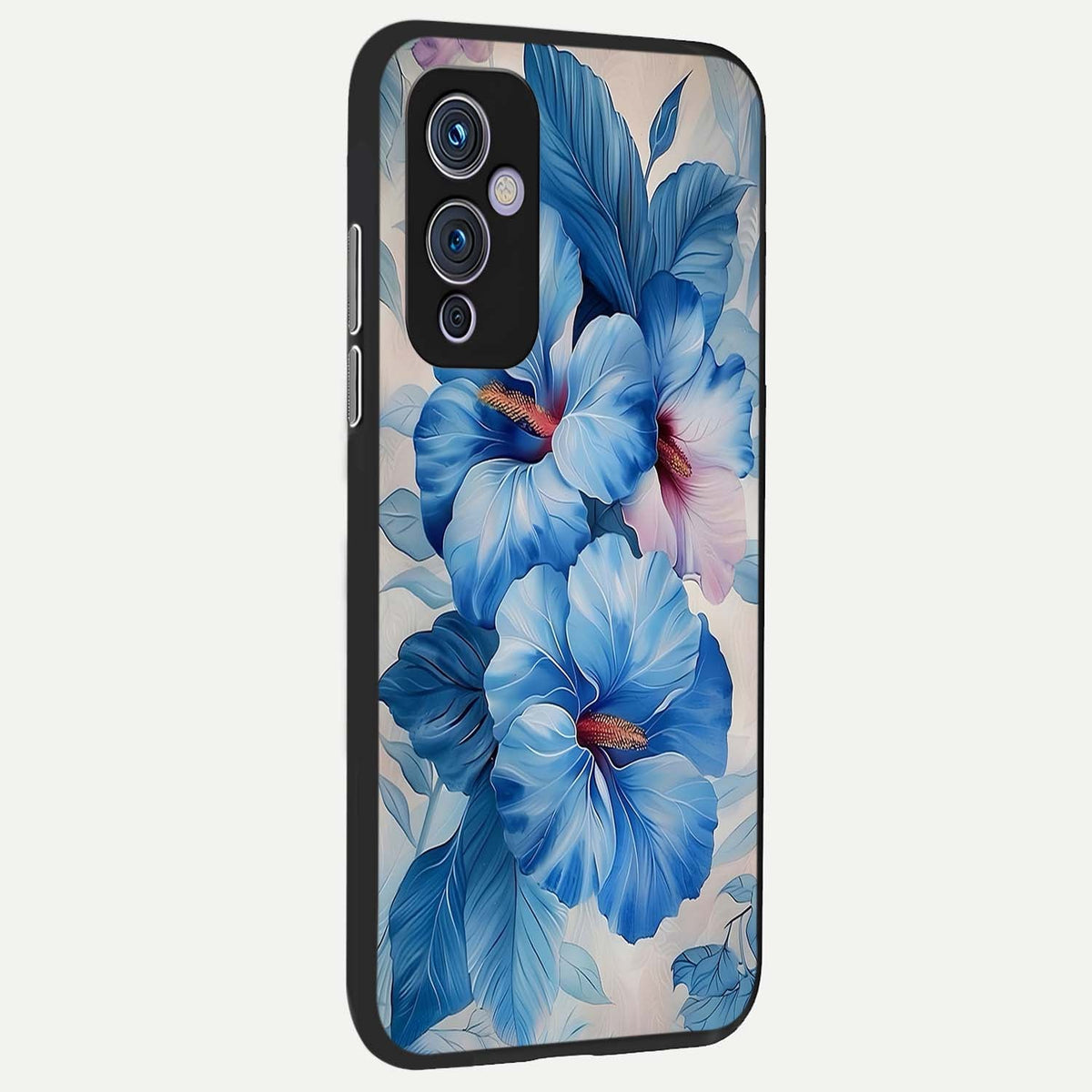 Ocean Hibiscus Grace back cover For OnePlus 9 slim fit glass case with vibrant aesthetic design