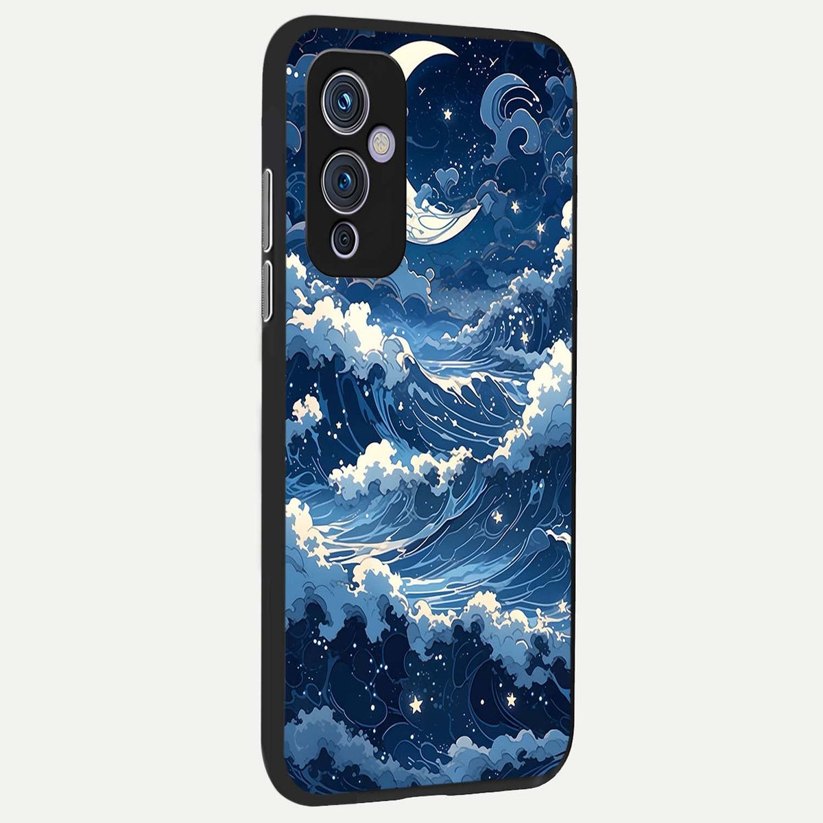 Ocean Moon Waves back cover For OnePlus 9 slim fit glass case with vibrant aesthetic design