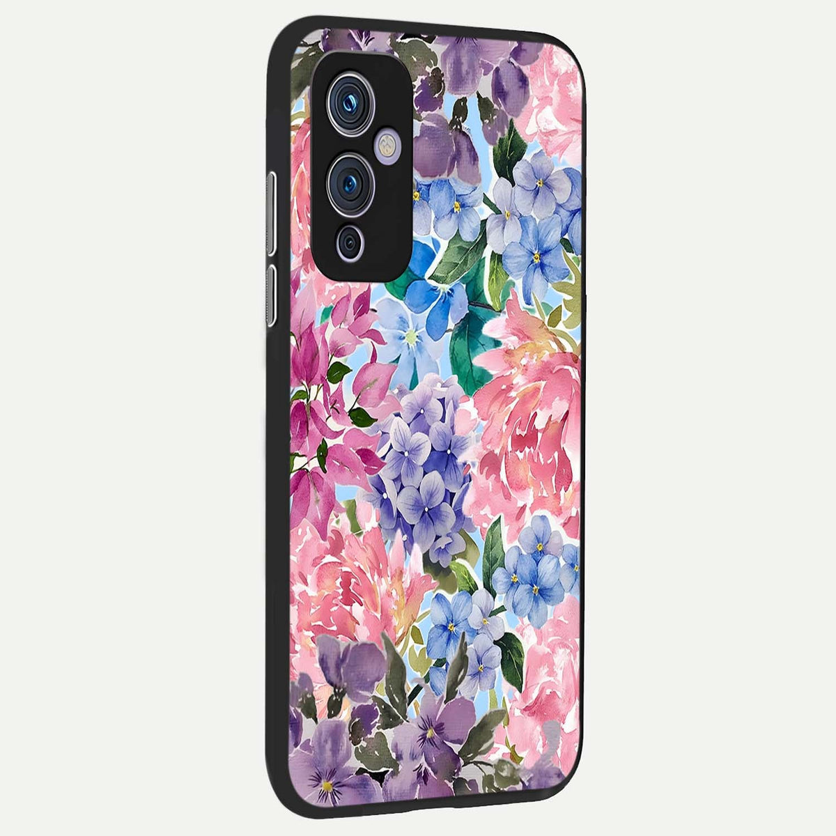 Pastel Floral Mix back cover For OnePlus 9 slim fit glass case with vibrant aesthetic design