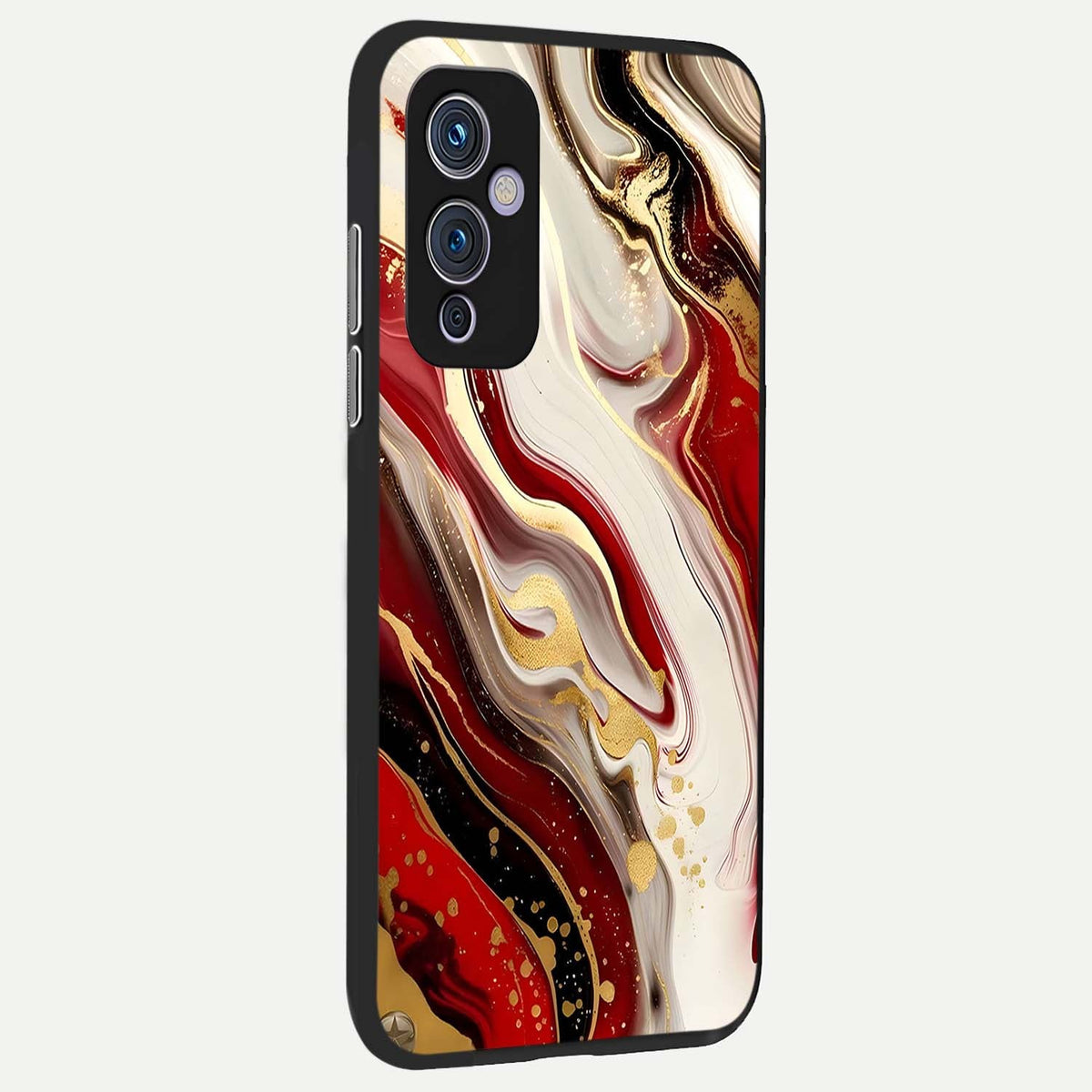 Red And White Marble back cover For OnePlus 9 slim fit glass case with vibrant aesthetic design