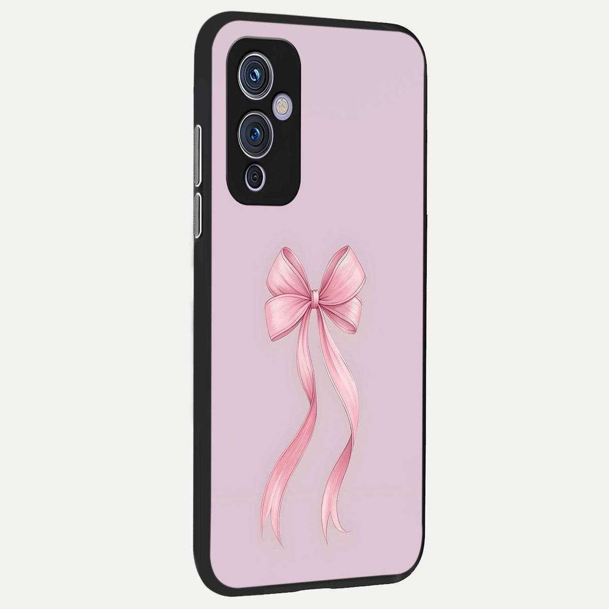 Soft Blush Bow back cover For OnePlus 9 slim fit glass case with vibrant aesthetic design